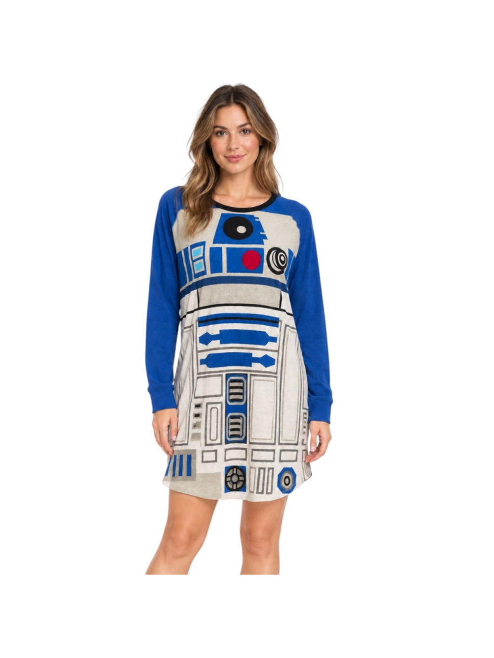 Star Wars R2-D2 Long Sleeve Nightgown Sleep Shirt Blue Size L